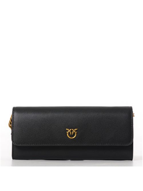 Portafoglio in pelle con tracolla e logo Pinko PINKO | 103765A0F1/Z99Q